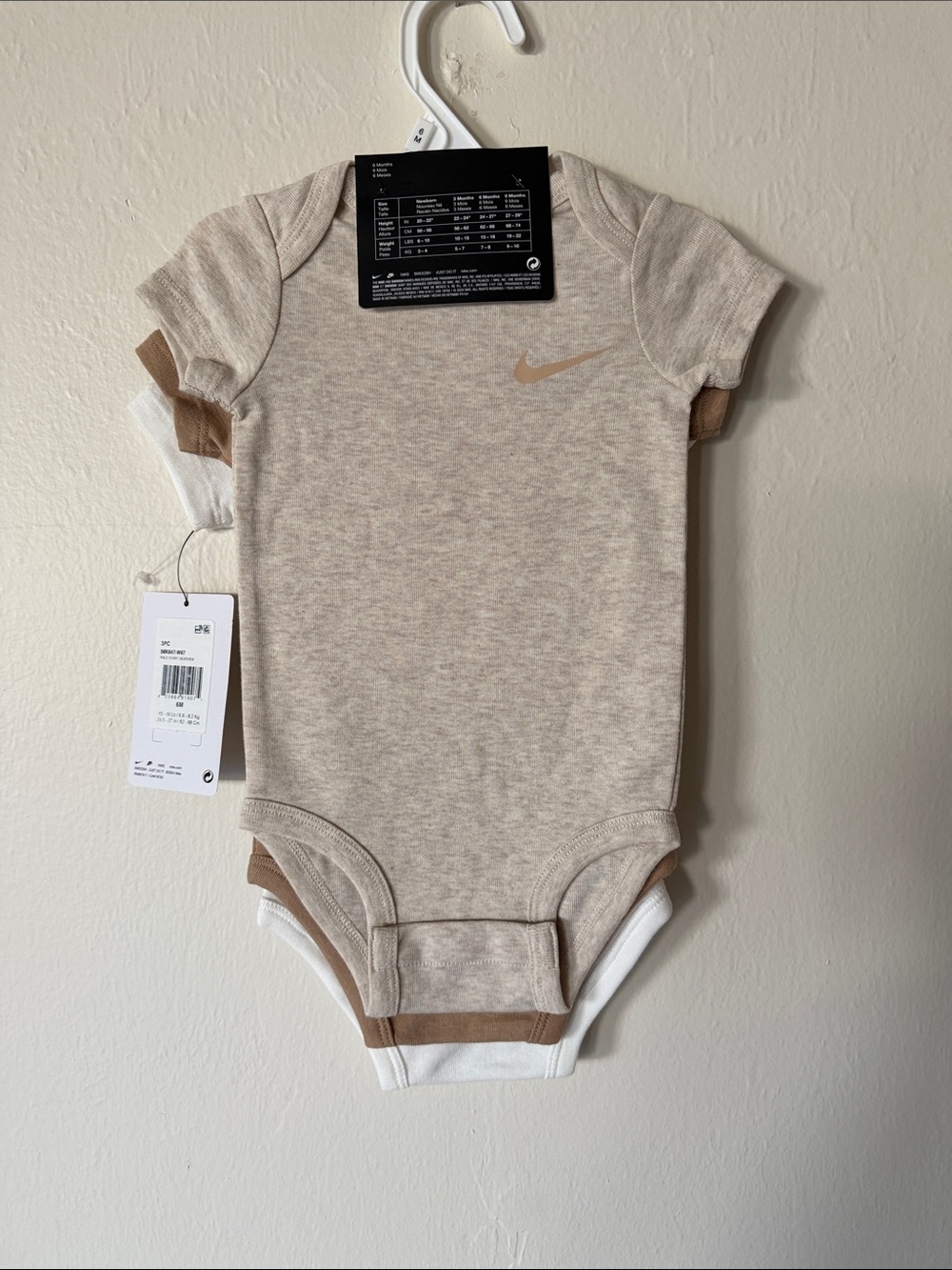 Nike Kids Short Sleeve Bodysuits - White & Brown Tones (3-Pack) - Picture 2 of 2